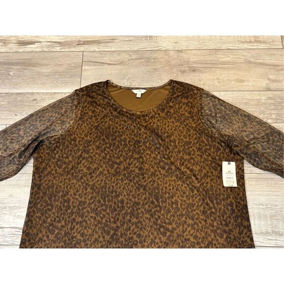Terra & Sky plus size leopard ladies blouse size 3X - Picture 2 of 11